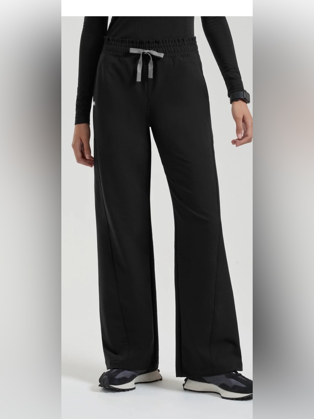 FIGS SMALL Wide Leg Black Women's Pants - Classic Pull-On Style